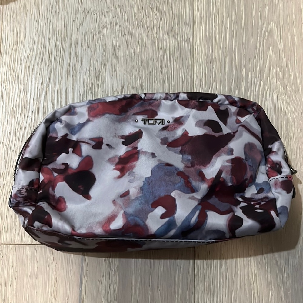 Tumi small purple floral pouch make up travel